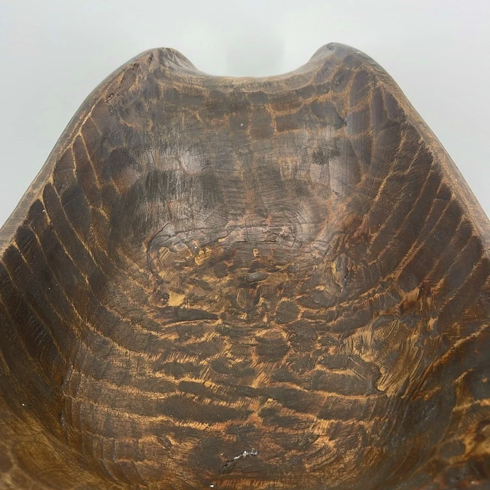NWT Pier 1 XL Hand Carved Wood Bowl 26”Rustic Farmhouse Oversized Centerpiece